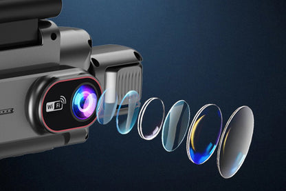 4-Channel WiFi Dash Cam Car Recorder with 64GB TF Card