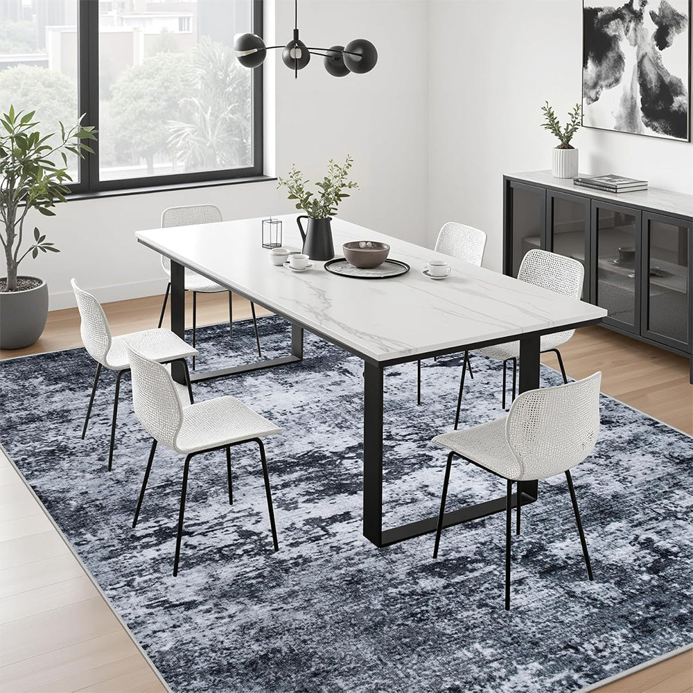 Nordic Crystal Velvet Rug Soft Non Slip for Bedroom Living Room Bedside Floor-Black