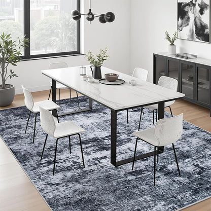 Nordic Crystal Velvet Rug Soft Non Slip for Bedroom Living Room Bedside Floor-Black