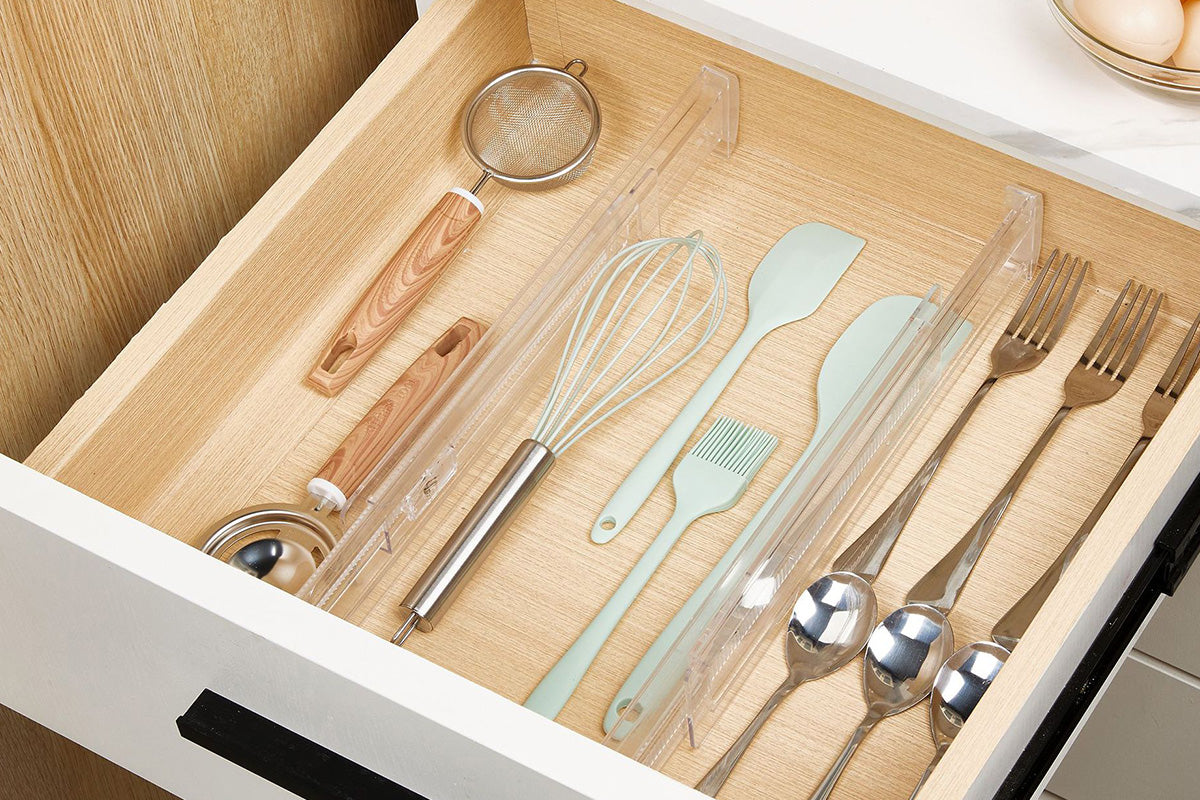 8Pcs Adjustable Plastic Drawer Dividers Expandable Drawer Organizer Separators