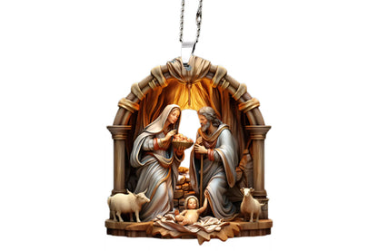 7Pcs 2D Christmas Nativity Scene Ornaments the Birth of Jesus Decor