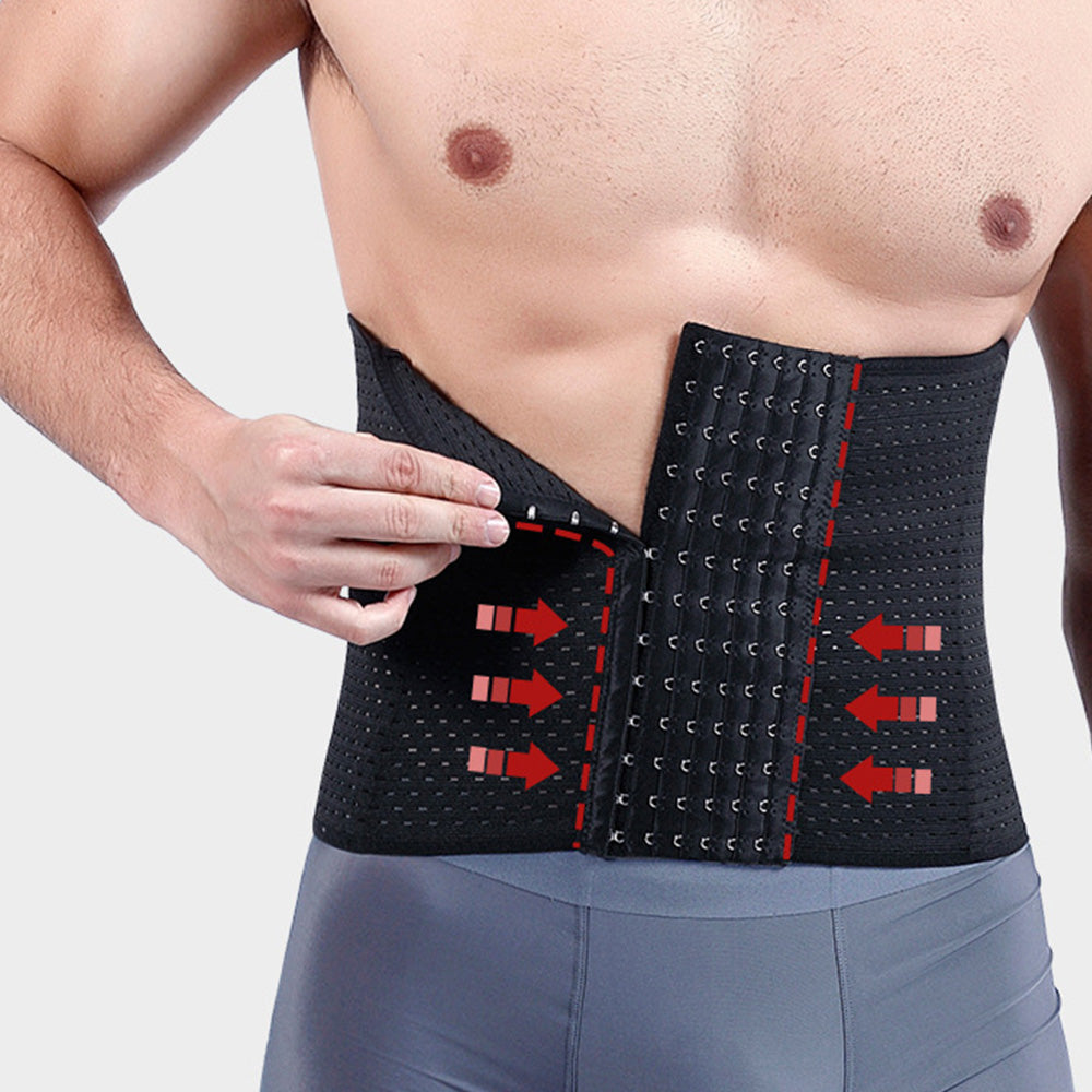 Waist Trainer For Men Waist Trimmer Tummy Shapewear Slimming Girdle Back Support-Black