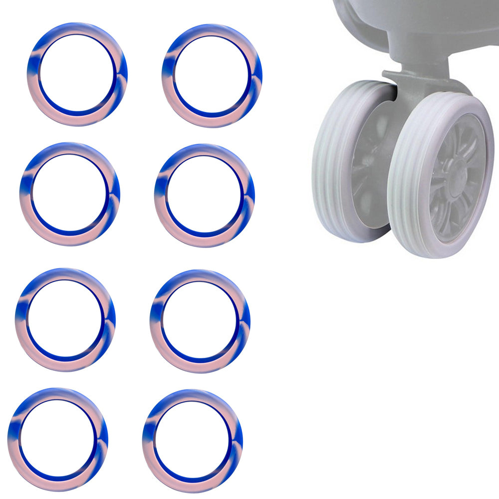 8Pcs Silicone Suitcases Wheel Protection Cover Luggage Accessories Pink and Blue