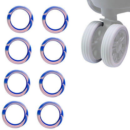 8Pcs Silicone Suitcases Wheel Protection Cover Luggage Accessories Pink and Blue