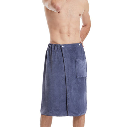 Mens Wearable Bath Towel Shower Wrap Bathroom Pool Beach Spa Bathing Shower Cover Grey