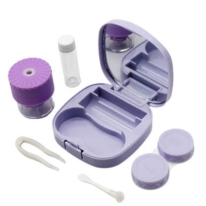 Contact Lens Case and Washer Set Travel Size Contact Lenses Cleaning Storage Tool Kit Purple
