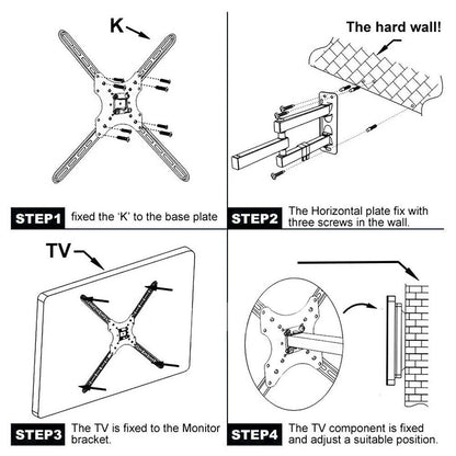 Wall Mount Bracket for TV Monitor Swivel Tilt Extension Rotation for Flat Curved Screen Monitors