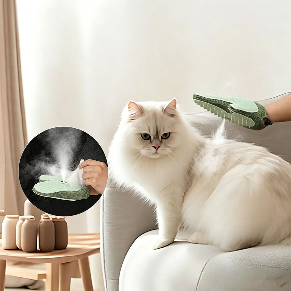 USB Spray Pet Grooming Glove for Cats Dogs - Light Green
