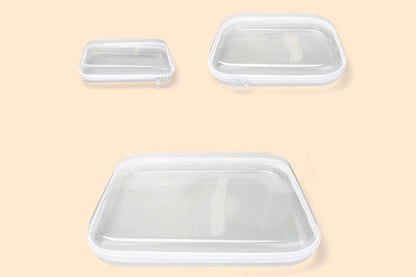 3Pcs Clear Hard Shell Zipper Case Waterproof Cosmetic Bag for Painting Brushes Toys