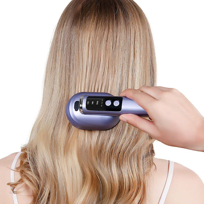 Wireless Electric Hair Comb with Vibration and Oil Mist Spray-Blue