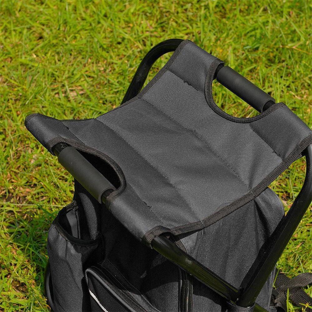 Portable Cooler Folding Stool Fishing Chair Multi-Function Outdoor Seat Black