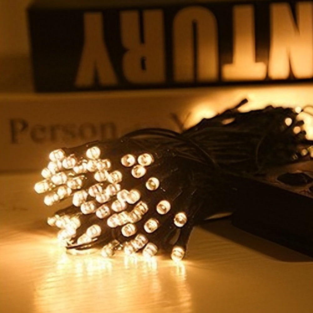 12 Meters Solar Powered LED String Lights Outdoor Decorative Fairy Lights Warm White