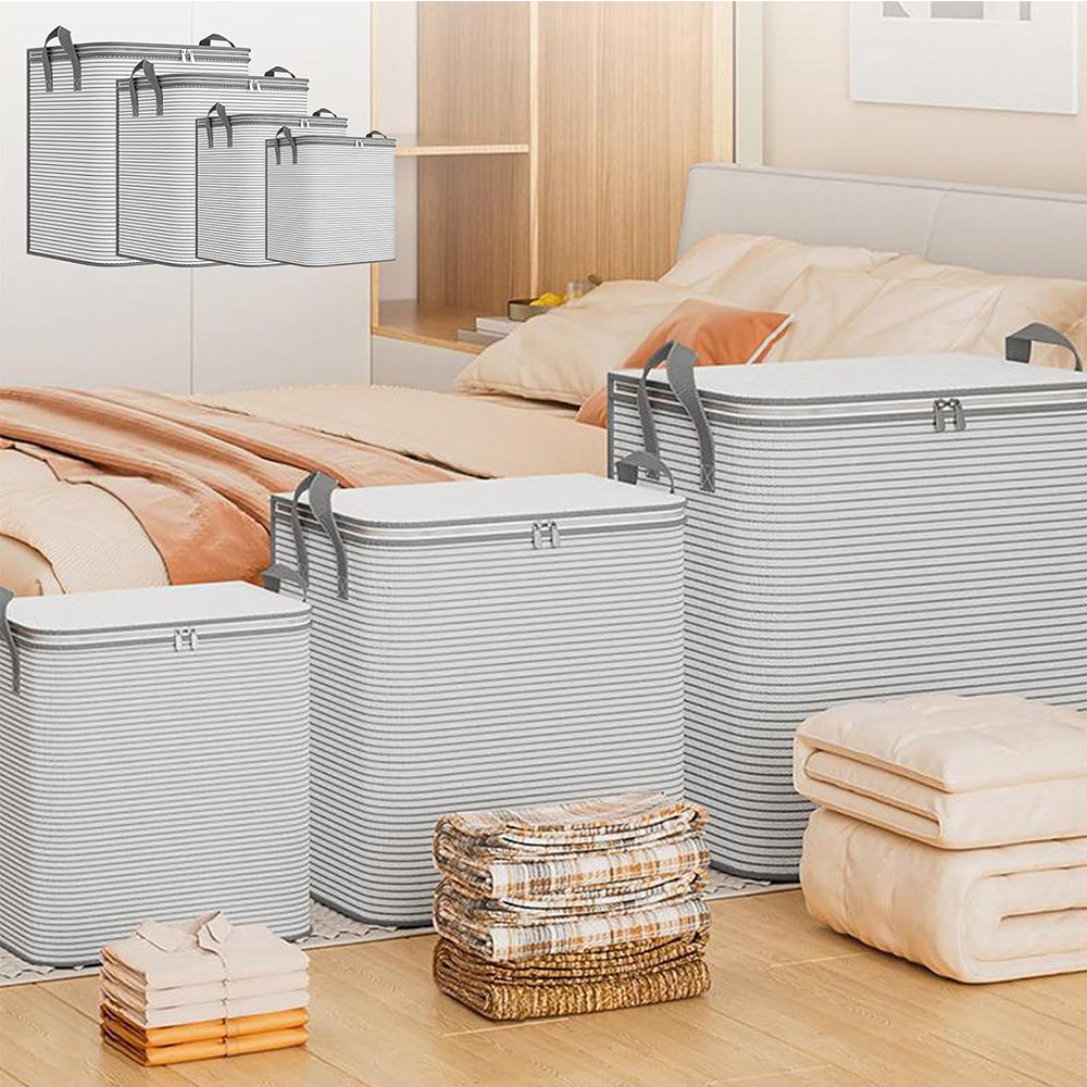 4Pcs Set Large Capacity Clothes Storage Bin Quilt Blanket Storage Organizer Home Organizer Container