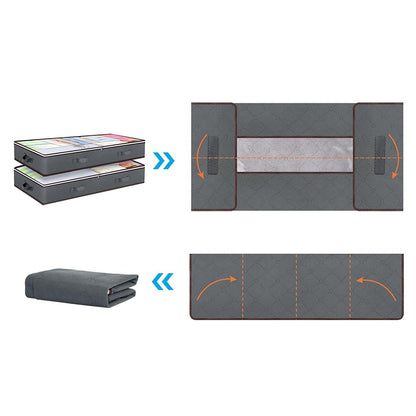 4Pcs Under Bed Storage Bags Clothes Organizer with Clear Top Gray