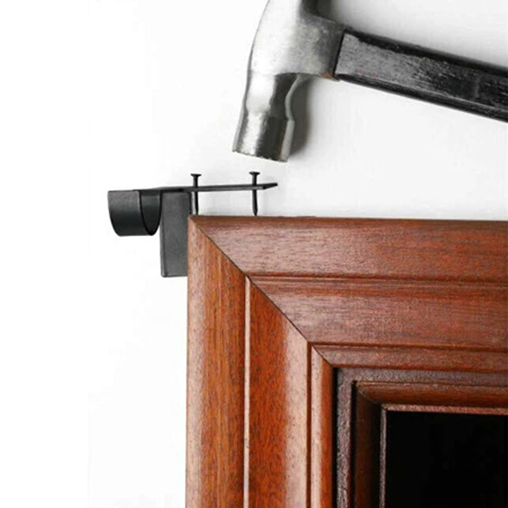 2Pcs Tap In Iron Curtain Rod Brackets -Black