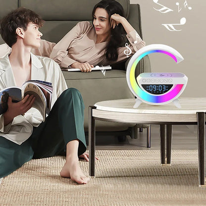 3 in 1 Digital Display Bluetooth Speaker Night Light with Wireless Charger