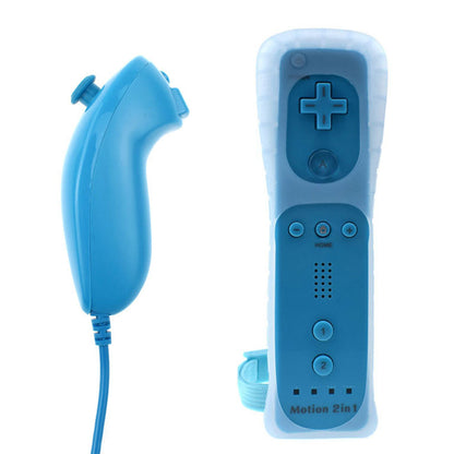2-in-1 Remote Controller Joystick Built in Motion Plus Replacement Gamepad Compatible with Nintendo Wii/Wii U Acid Blue