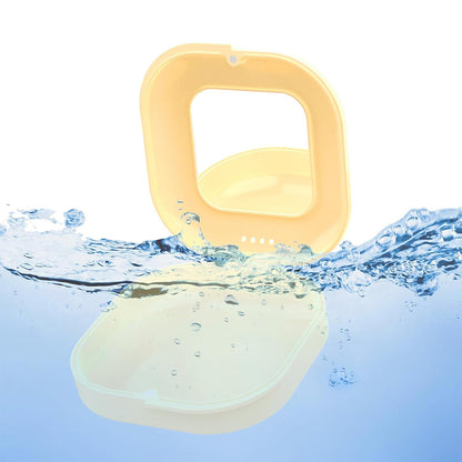 Retainer Case with Mirror and Retainer Removal Tool Mouth Guard Storage Box-Yellow