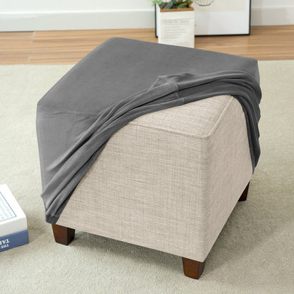 Square Ottoman Cover Stretch Slipcover Footstool Cover Gray M
