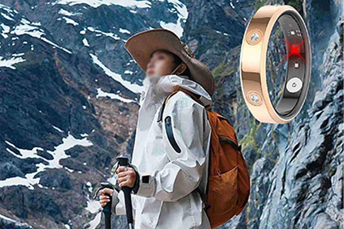 Elegant Stainless Steel Smart Ring with Charging Case - Gold
