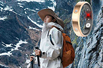 Elegant Stainless Steel Smart Ring with Charging Case - Gold