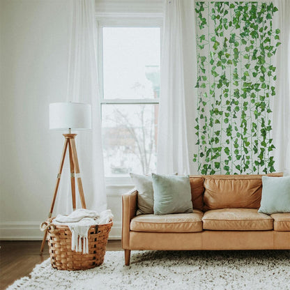 2Pcs 12 X 2M Artificial Ivy Vine Garland Fake Foliage Hanging Leaf Plant for Home Garden Party