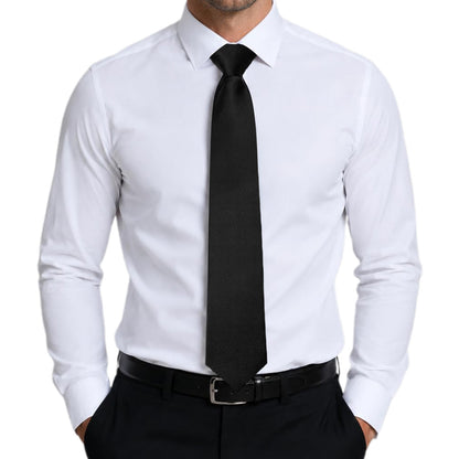 Pre-Tied Zip Necktie 8 cm for Wedding Business Formal Wear - Black