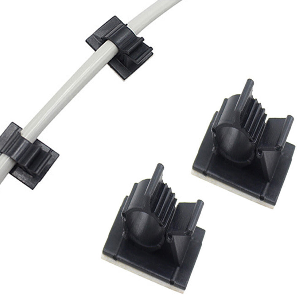 10PCS Adhesive Cord Management Cable Clips Black Wire Holder Organizer Clamp