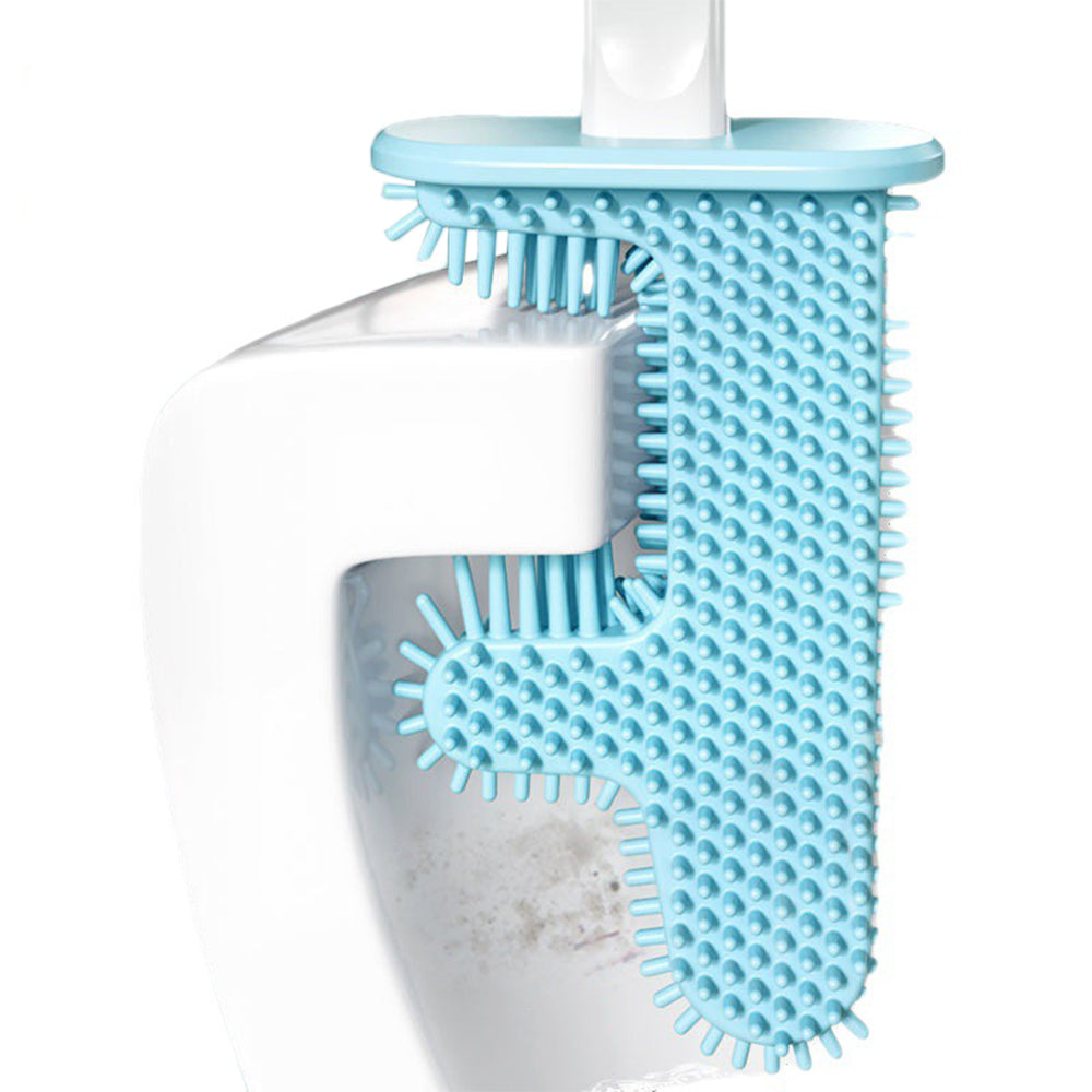 Cactus Toilet Brush Silicone Wall Mounted Bathroom Cleaning Brush with Ventilation Slots Base White