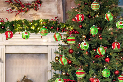 24Pcs Christmas Ball Ornaments for Christmas Tree Decorations 6cm Red and Green Glittering Hanging Bulbs Pendants