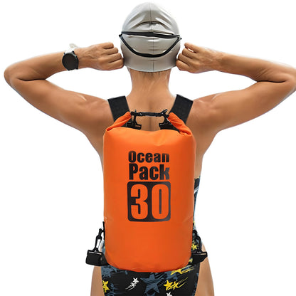30L PVC Roll Top Water Resistant Dry Backpack with Shoulder Strap