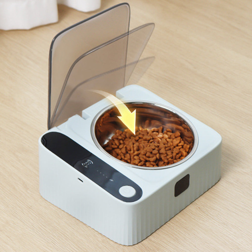 Automatic Stainless Steel Cat Food Bowl with Sensing Lid