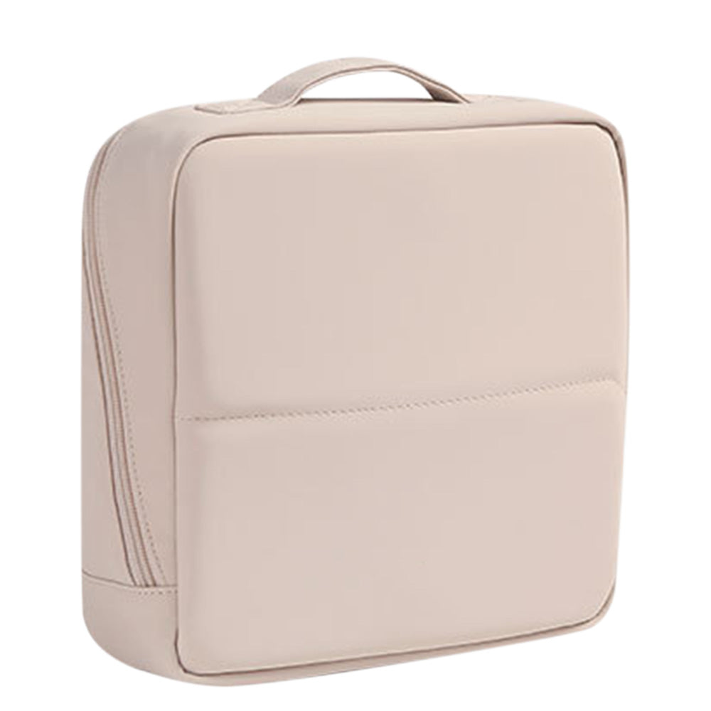 Portable PU Leather Standing Makeup Organizer Bag Makeup Brush Pouch - Pink