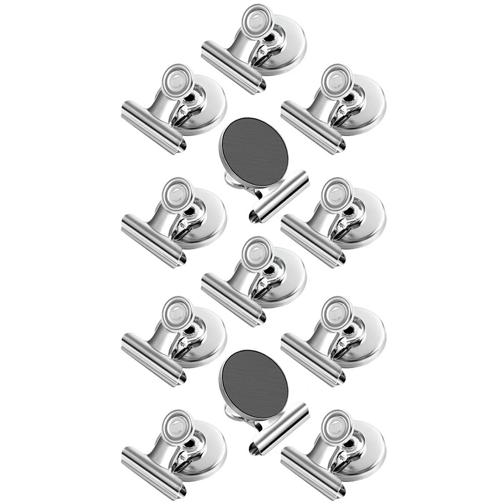 12 Pack Metal Fridge Clips for Photo Plan Refrigerator Clips - Silver