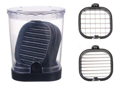 2-in-1 Kitchen Fruit Slicer Cup with Removable Blade and Push Plate for Strawberry Banana -Black