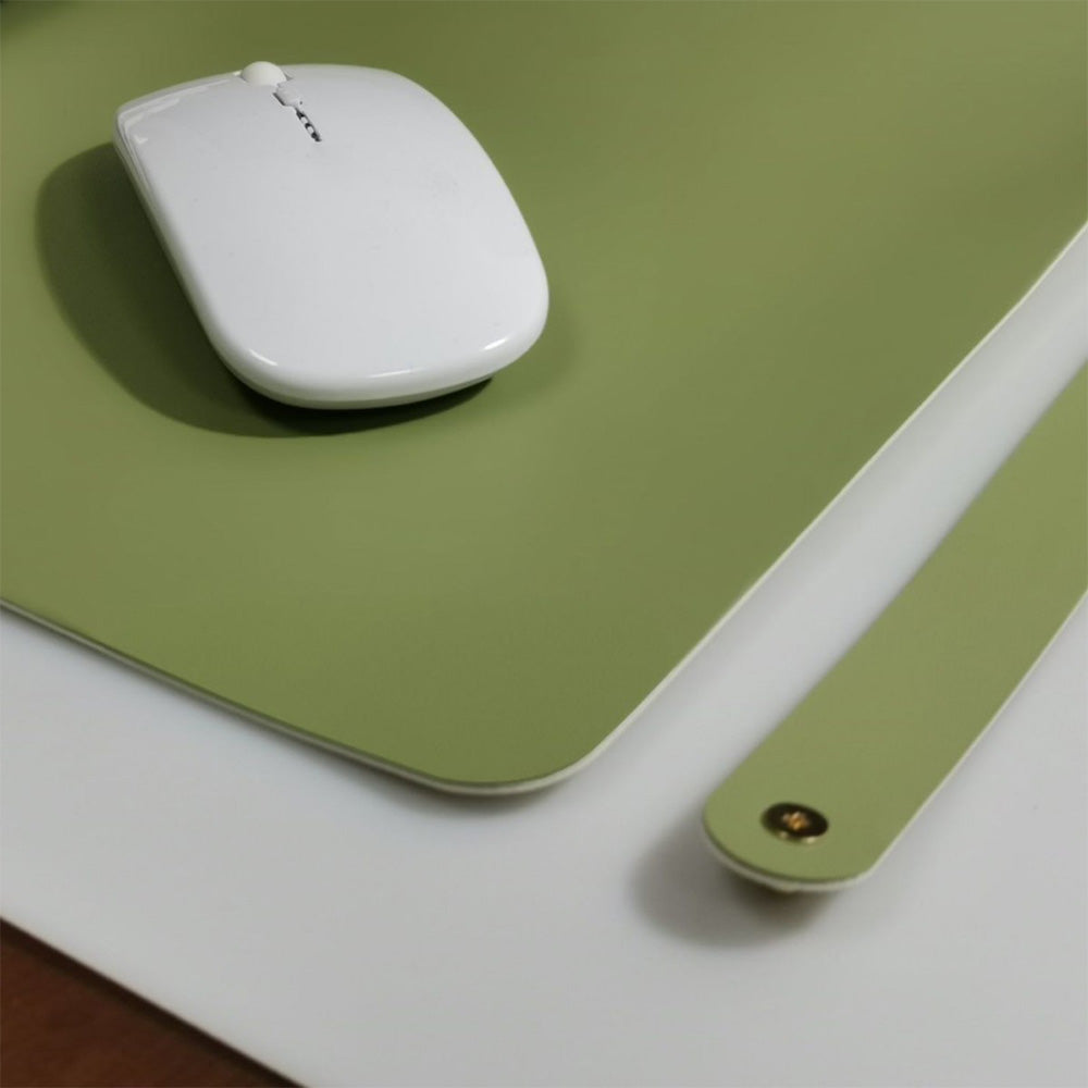 Dual-Sided Leather Desk Pad and Mouse Mat-Green and Beige