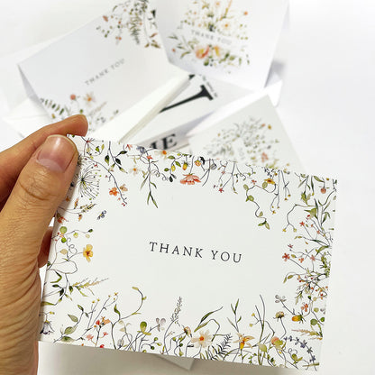 36 Pack Floral Thank You Cards Bulk with Kraft Envelopes Matching Stickers
