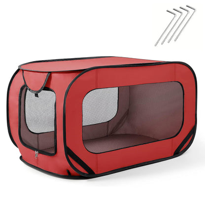 Portable Car Seat Pet Kennel Pop Up Dog Cat Tent Bed Red