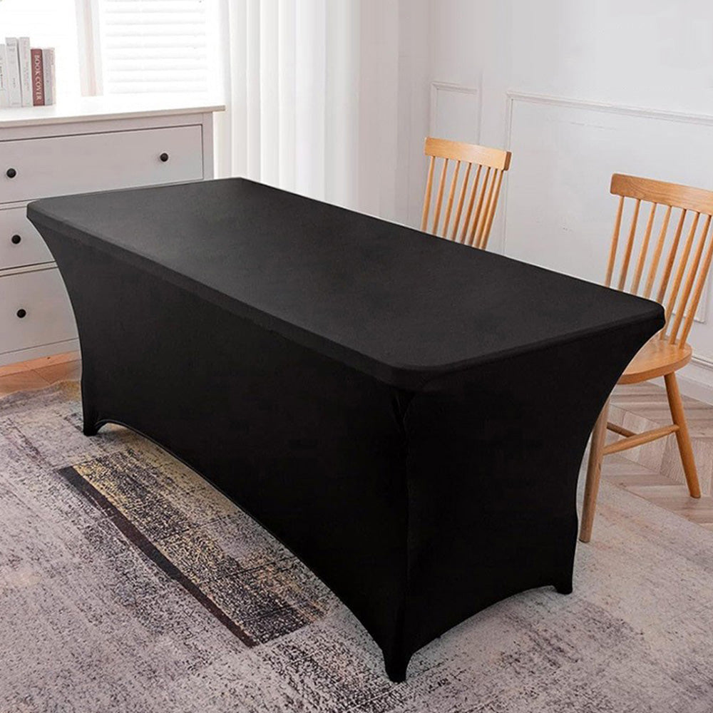 Rectangular Spandex Stretch Tablecloth for Wedding Party Black