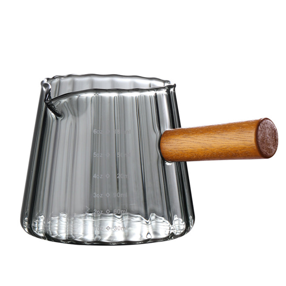 180ml Ribbed Glass Espresso Measuring Cup with Handle - Black