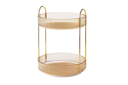 For Vanity 360 Degree Rotating Makeup Organizer Large Capacity Make Up Shelf-Amber