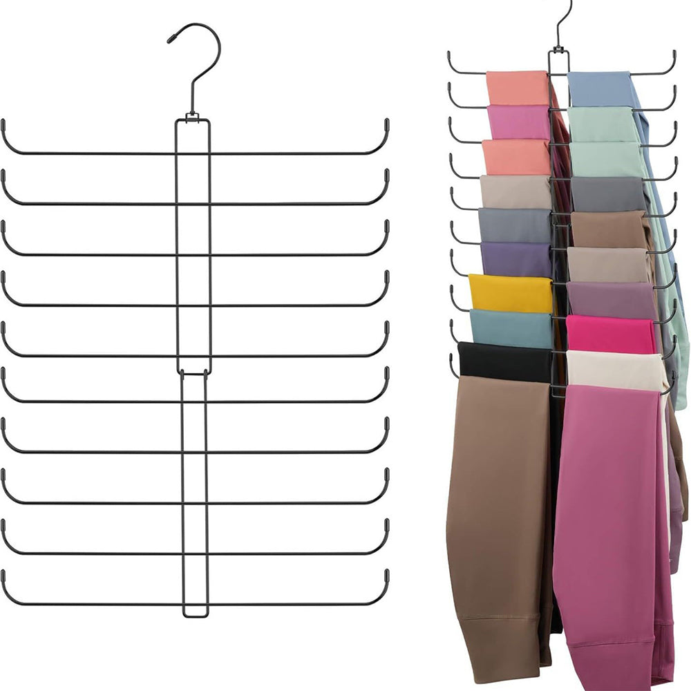 10 Layer Folding Scarf Hanger Organizer for Closet Space Saving-Black