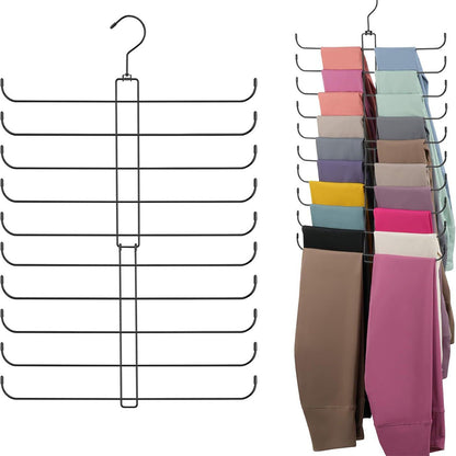10 Layer Folding Scarf Hanger Organizer for Closet Space Saving-Black