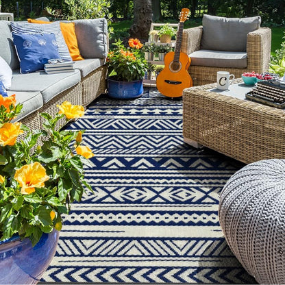 Geometric Pattern Floor Mat Camping Mat for Outdoor Patio Picnic Beach Style 3