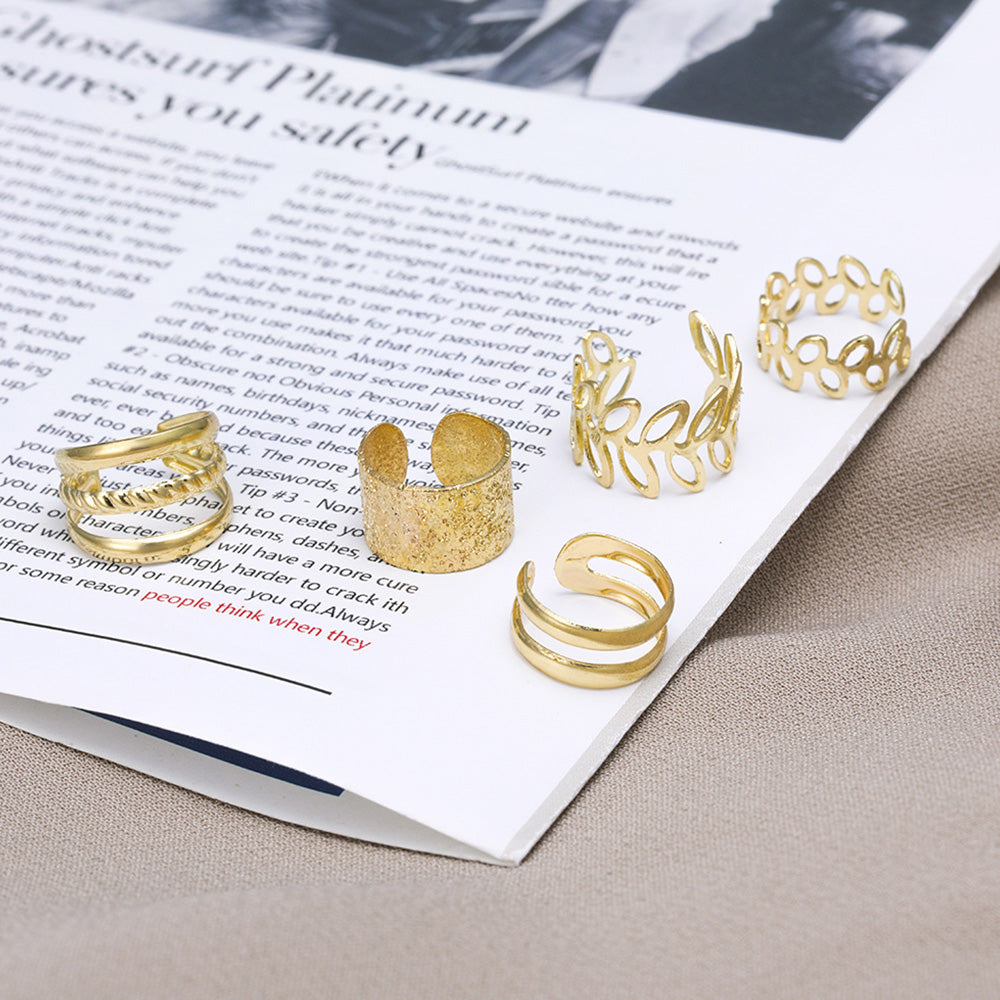 15Pcs Set Unisex Clip On Non-Piercing Earrings Fake Helix Cartilage Conch Ear Decorations Gold