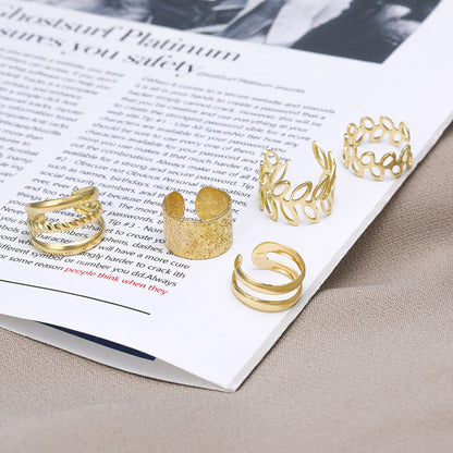 15Pcs Set Unisex Clip On Non-Piercing Earrings Fake Helix Cartilage Conch Ear Decorations Gold