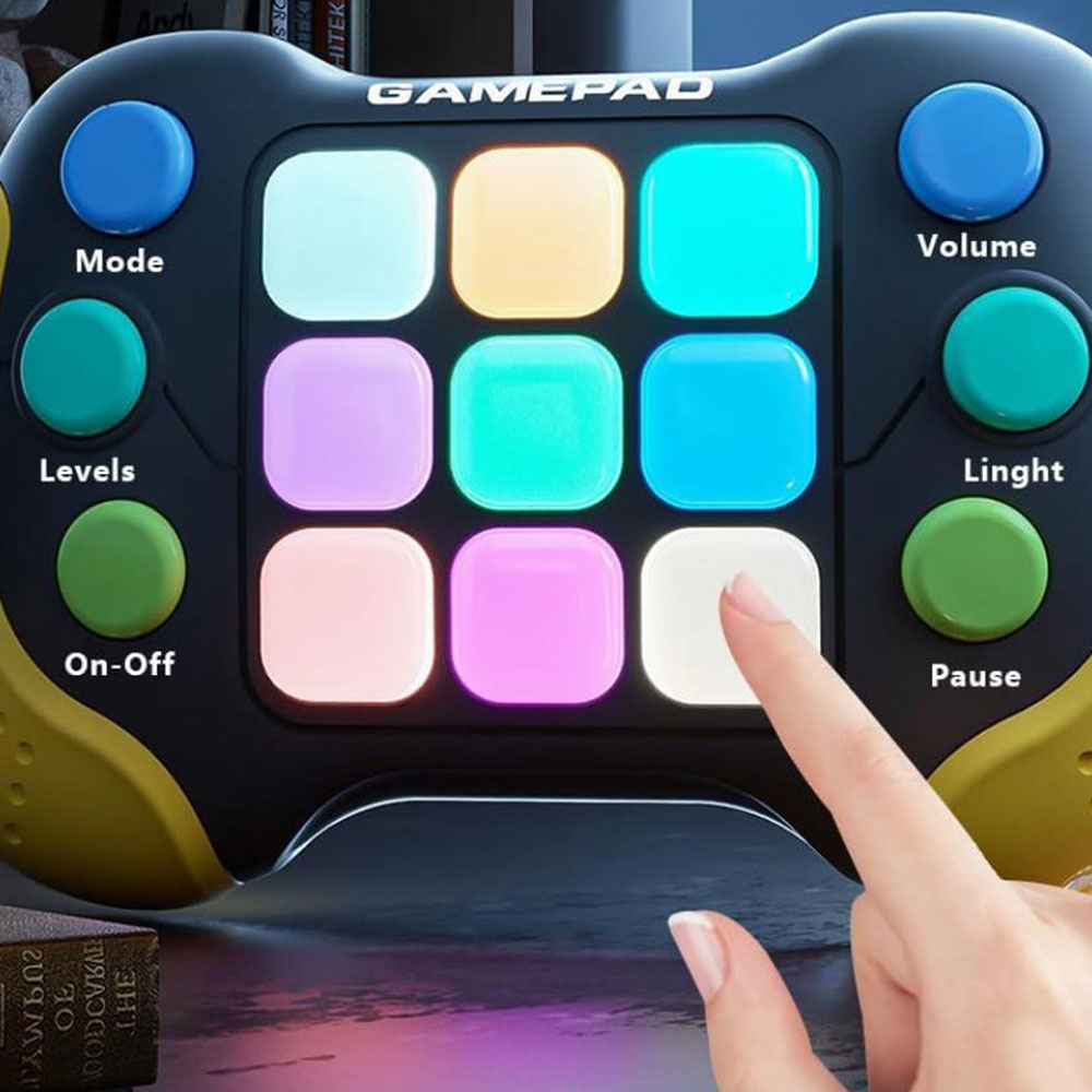Fast Push RGB Game Toy Handle Electronic Brain and Memory Game Pad for Kids Teens Yellow