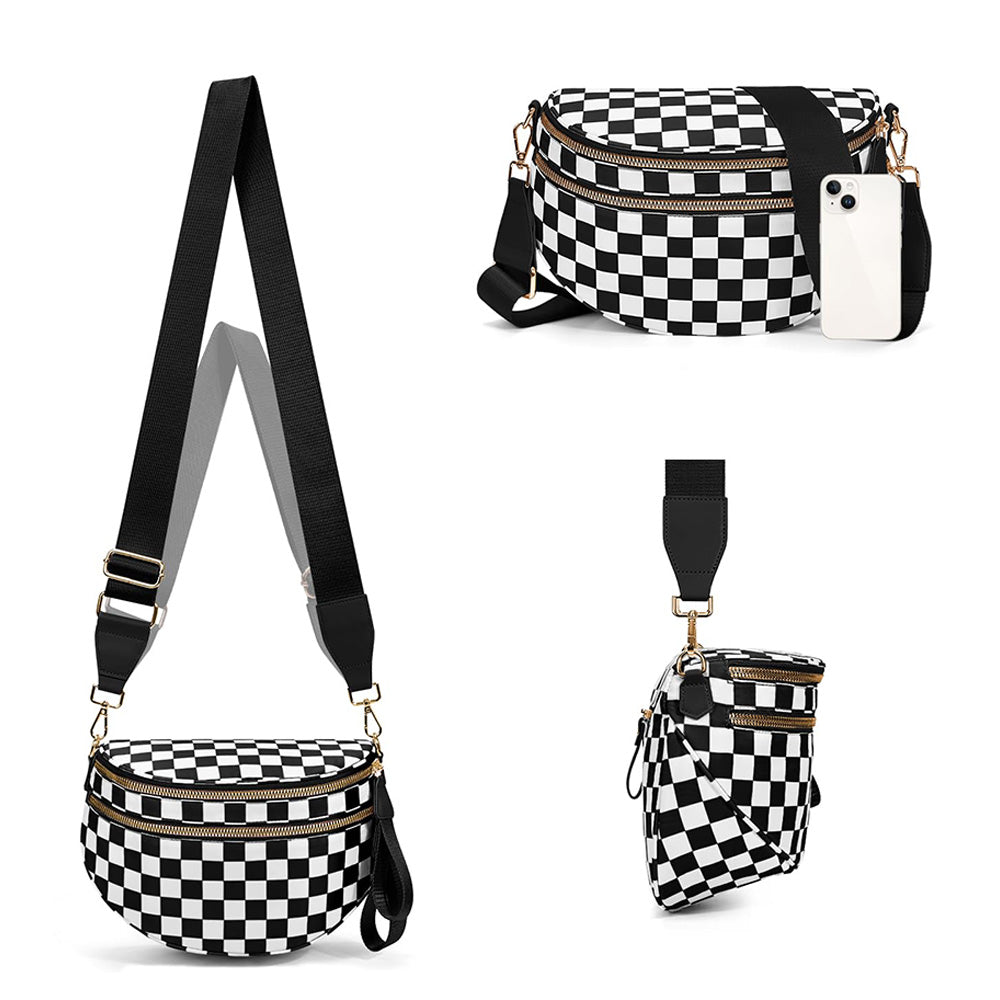 Oxford Cloth Large Capacity Crossbody Bag ¨C Lightweight Shoulder Messenger Bag for Women Black & White