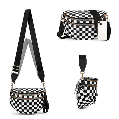 Oxford Cloth Large Capacity Crossbody Bag ¨C Lightweight Shoulder Messenger Bag for Women Black & White