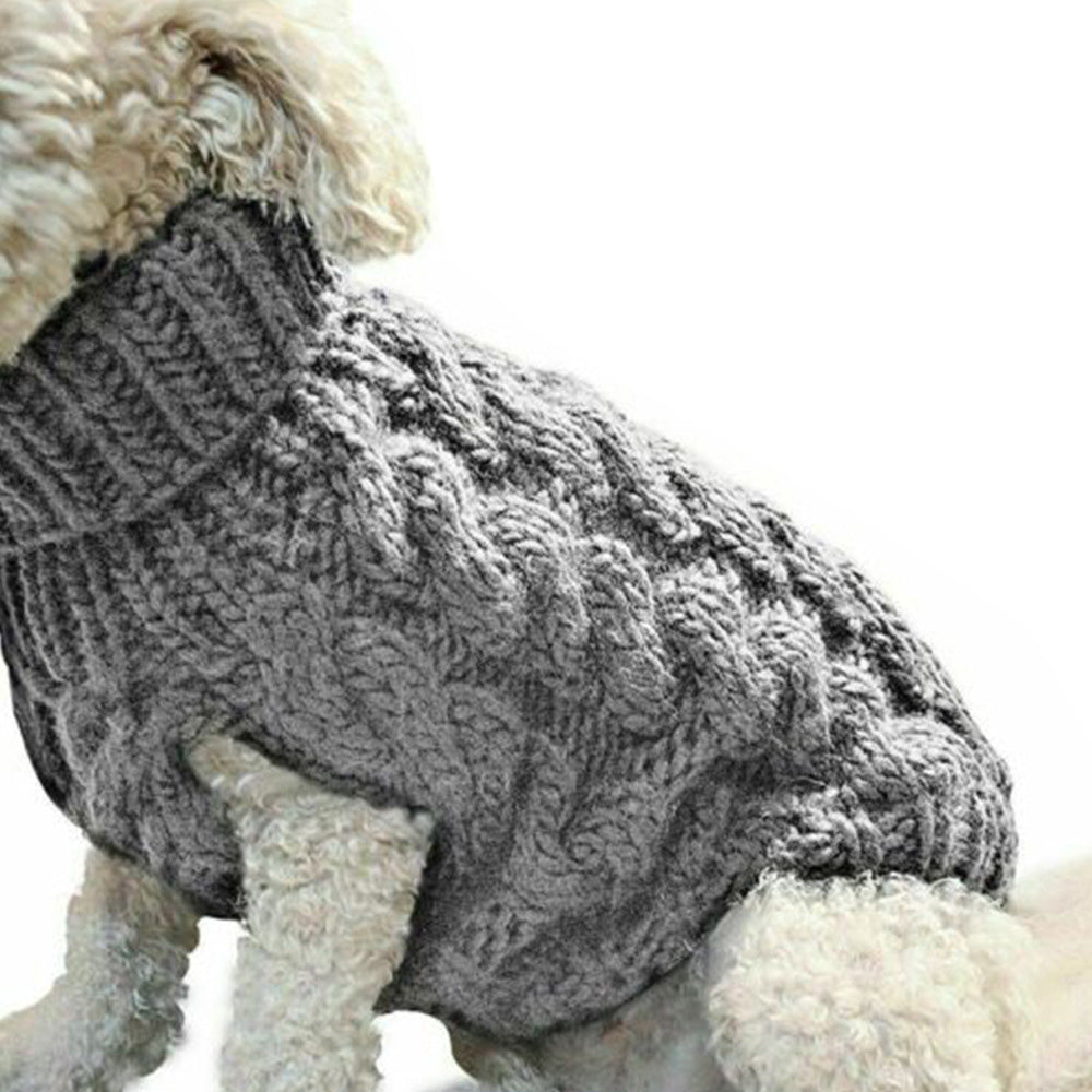 Puppy Dog Jumper Winter Warm Knitted Sweater Pet Clothes for Small Dogs Coat -Grey